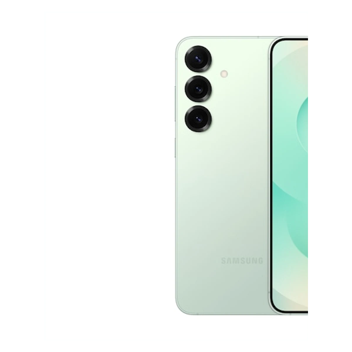 Galaxy S25+ Menta, detalle posterior oficial; visual de referencia, no inventario confirmado de Tecno Express
