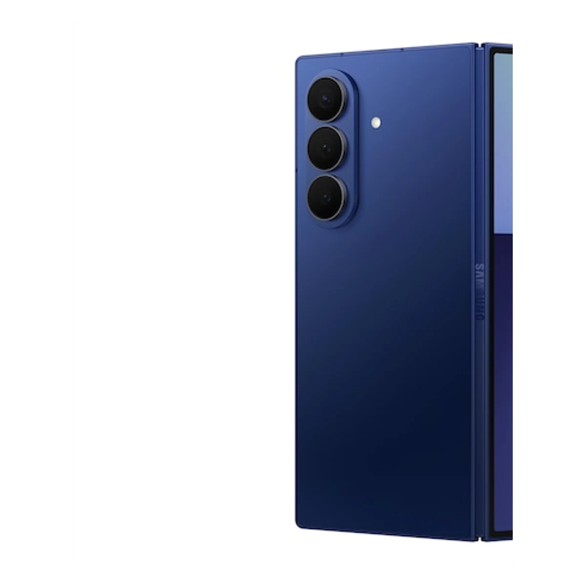 Galaxy Z Fold7 Azul intenso, detalle posterior oficial; visual de referencia, no inventario confirmado de Tecno Express