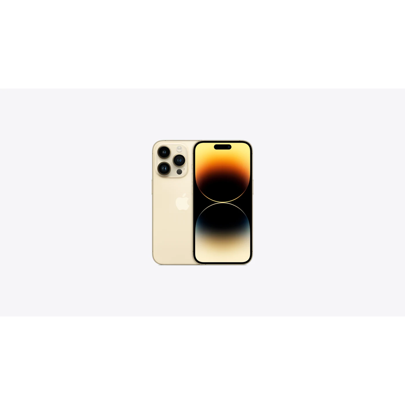 iPhone 14 Pro Oro, composición frontal y posterior oficial; visual de referencia, no inventario confirmado de Tecno Express