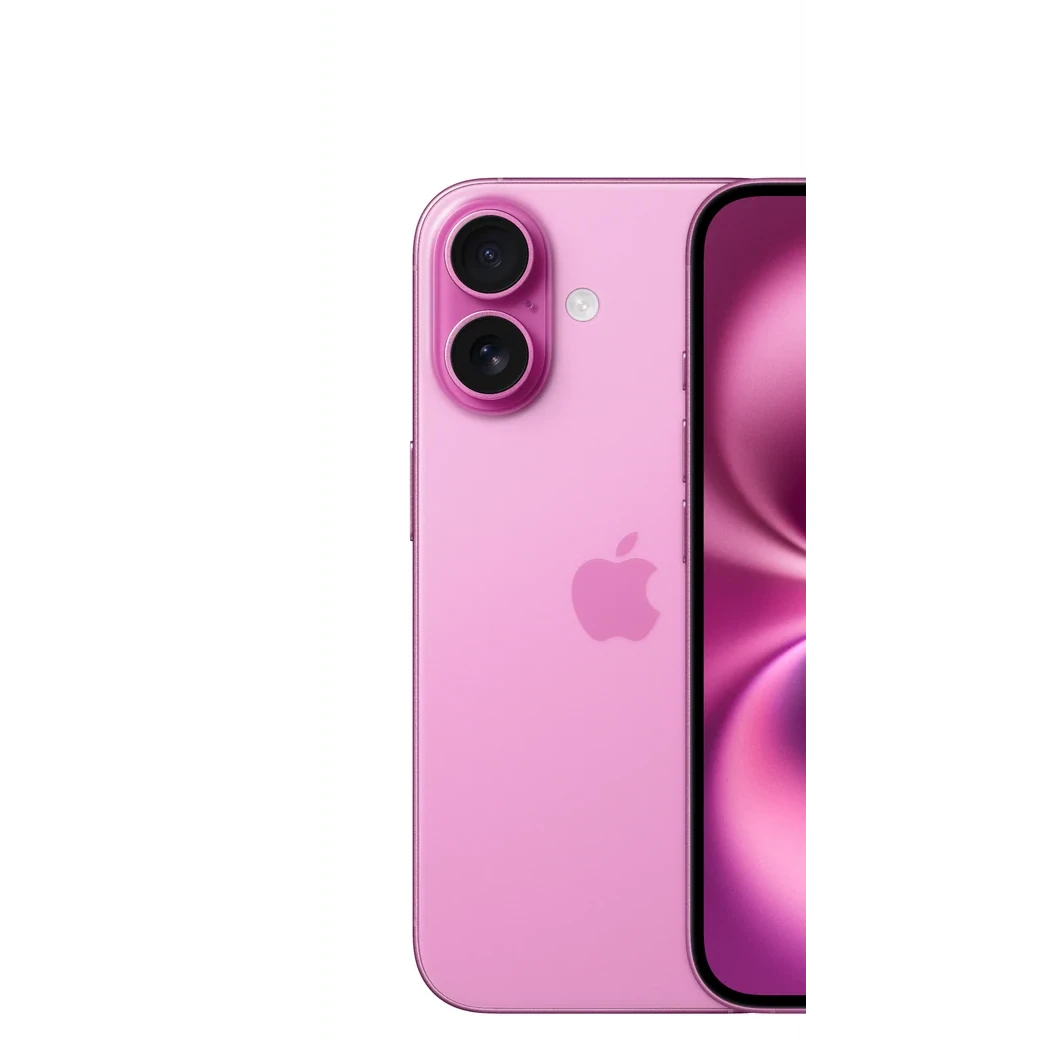 iPhone 16 Rosa, detalle posterior oficial; visual de referencia, no inventario confirmado de Tecno Express